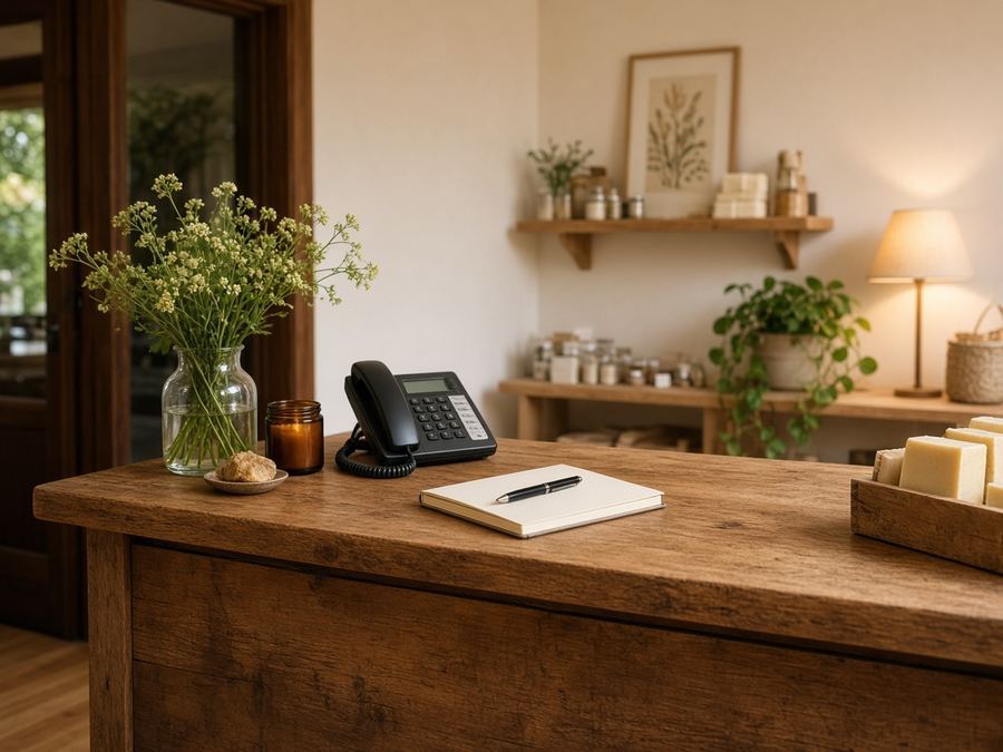 Contact desk at Honeyringo House in Maribor